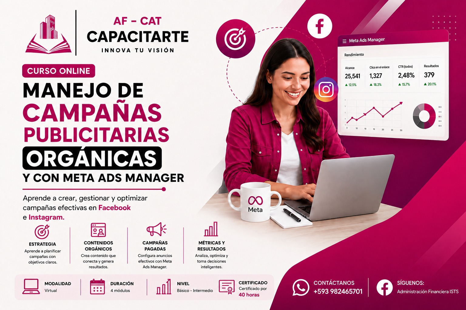 Manejo de campañas publicitarias orgánicas y con Meta Ads Manager